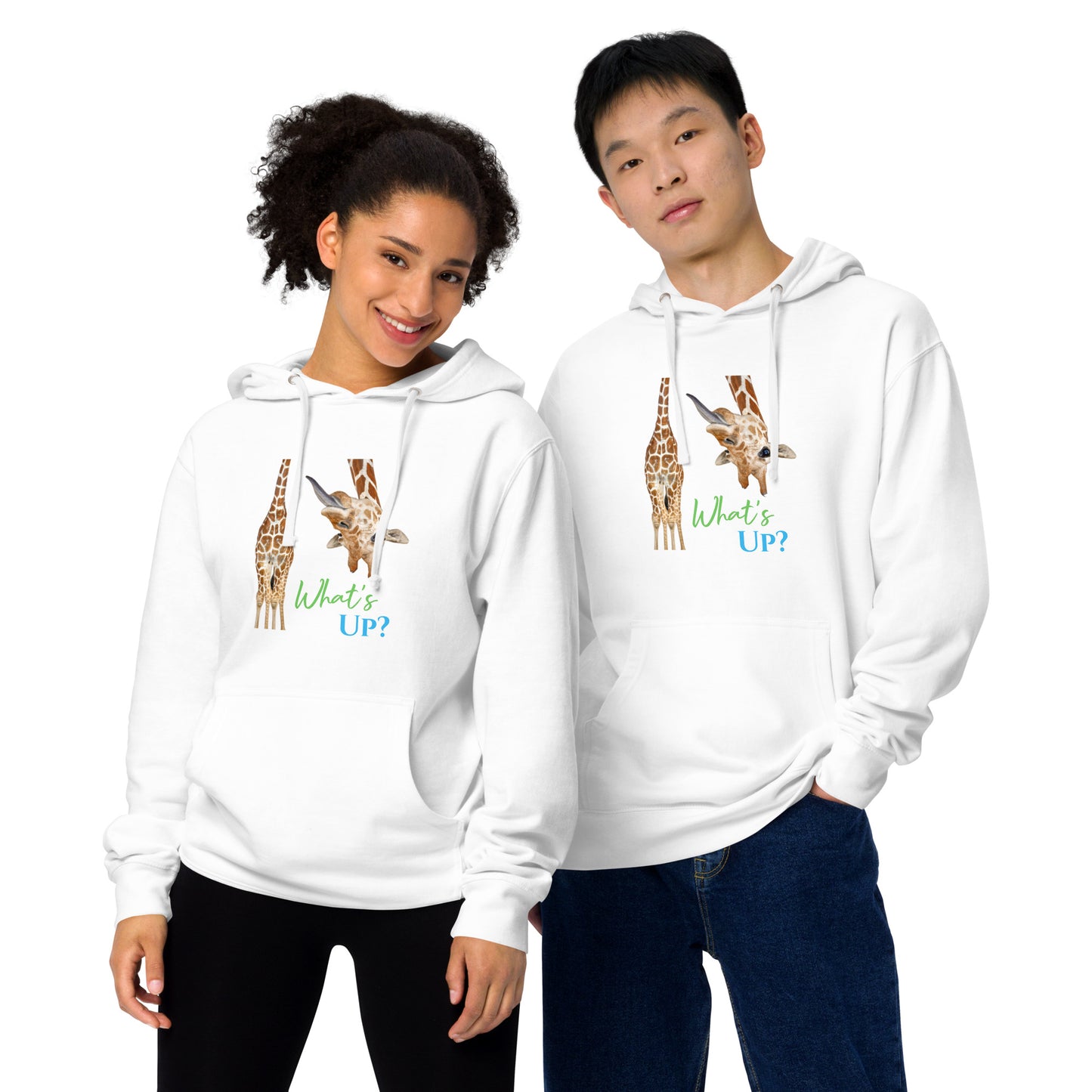 FUNNY GIRAFFE WHAT'S UP? Unisex midweight hoodie