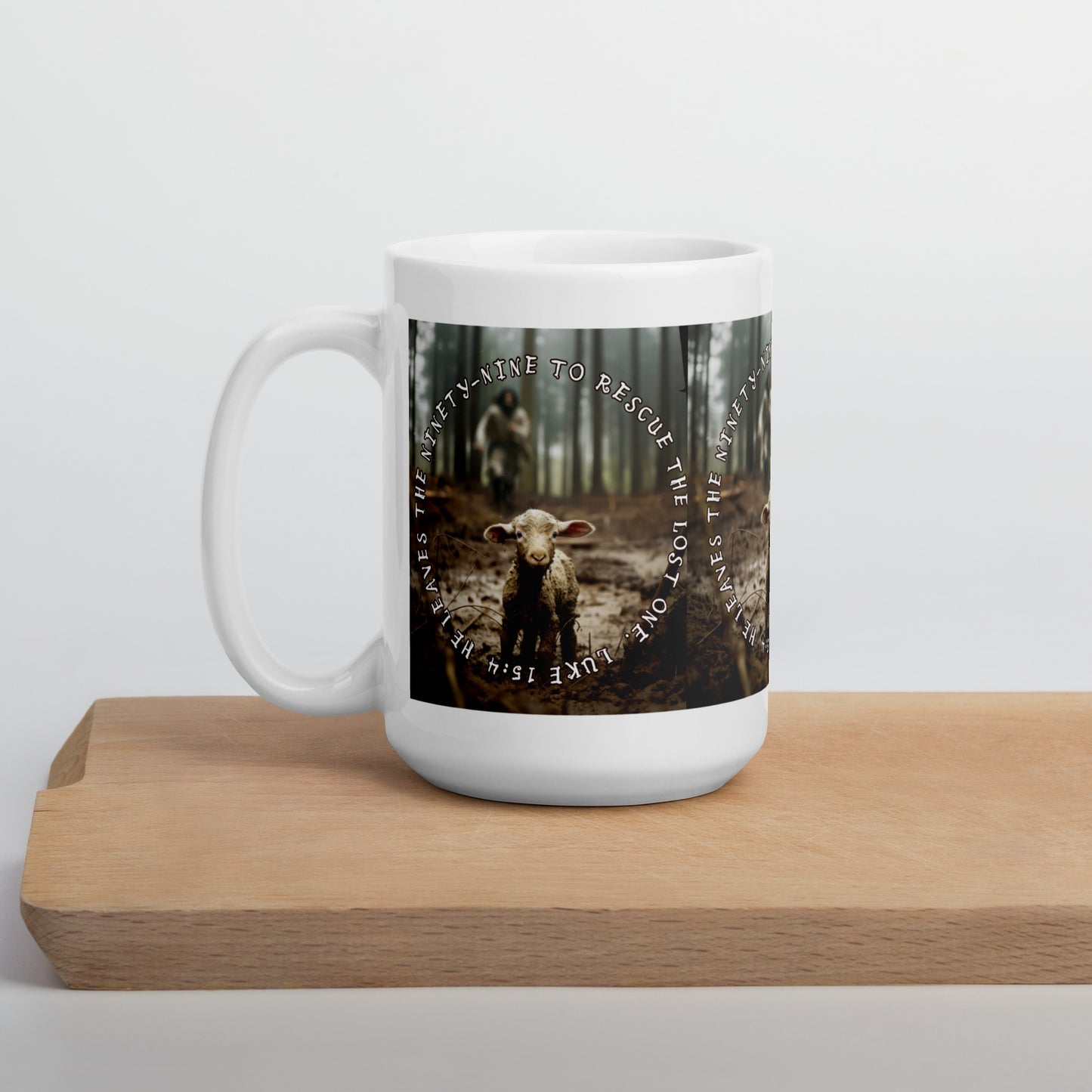 Luke 15:4 White glossy mug