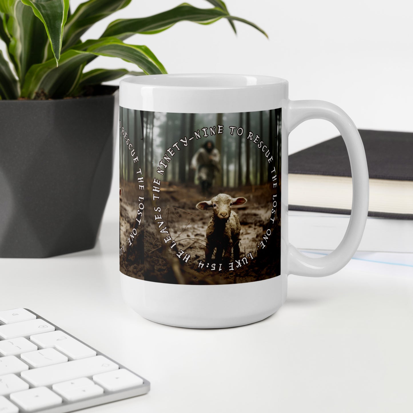 Luke 15:4 White glossy mug