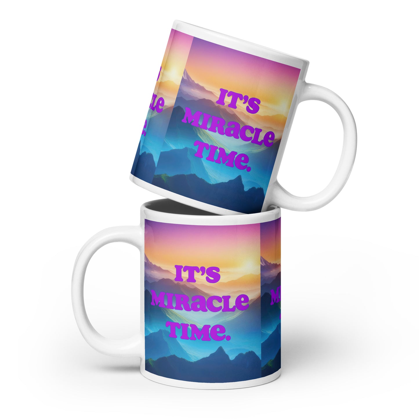 IT'S MIRACLE TIME White glossy mug