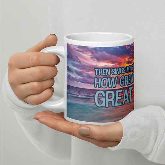 HOW GREAT THOU ART 2 White glossy mug