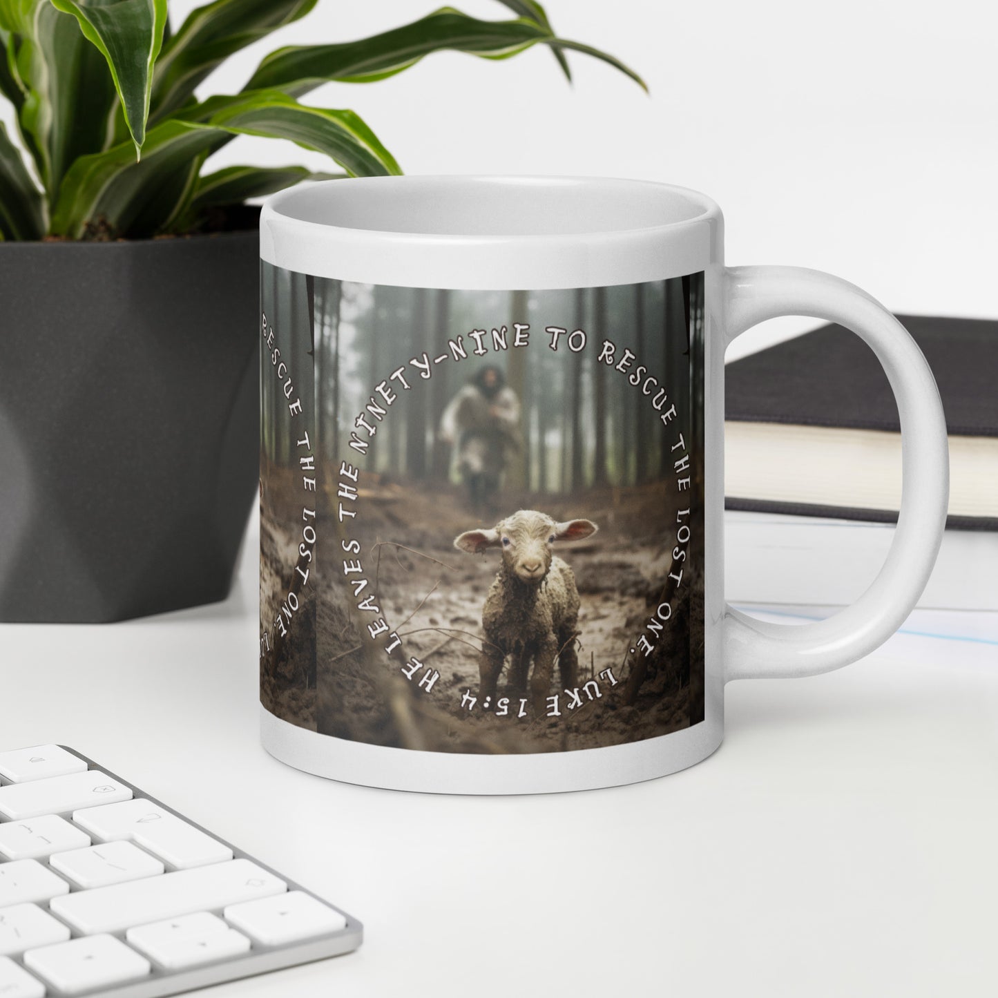 Luke 15:4 White glossy mug