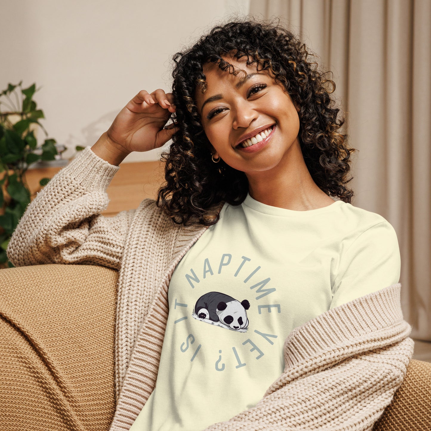 FUNNY PANDA NAPTIME YET? Women's Relaxed T-Shirt